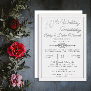Elegant Ornate 10th Wedding Anniversary Party 