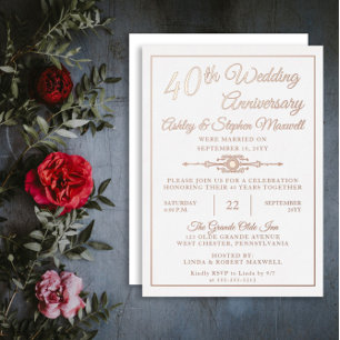 Elegant Ornate 40th Wedding Anniversary Party Foil