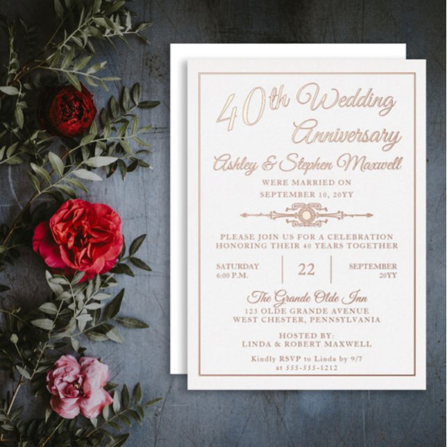 Elegant Ornate 40th Wedding Anniversary Party Foil (Creator Uploaded)