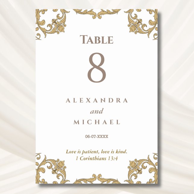 Elegant Ornate Baroque Christian Wedding  Table Number (Creator Uploaded)