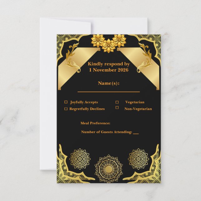 Elegant Ornate Black Reply Template (Front)
