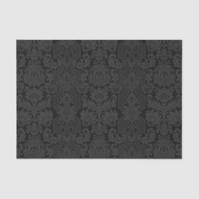 Elegant Ornate Black Victorian Damask  Tissue Paper (Front)