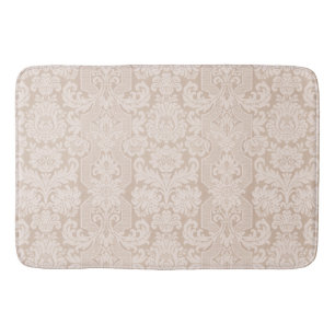 Elegant Ornate Cream Victorian Damask Bath Mat
