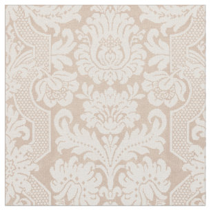 Elegant Ornate Cream Victorian Damask Fabric