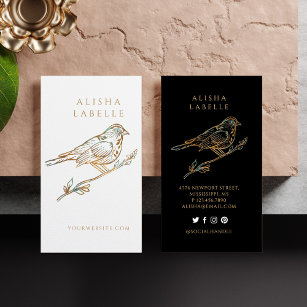 Elegant Ornate Decorative Peached Bird Logo White Business Card