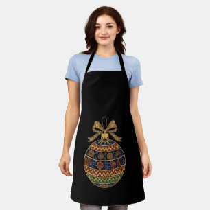 Elegant Ornate Folk Art Bohemian Christmas Ornamen Apron
