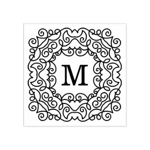 Elegant Ornate Frame Monogram Rubber Stamp