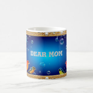 Elegant Ornate Frame with Vibrant Birds Coffee Mug