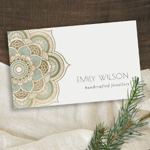 Elegant Ornate Gold Foil Teal Turquoise Mandala  Business Card