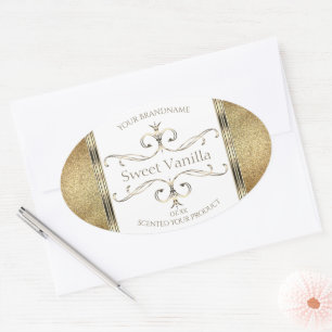 Elegant Ornate Gold Glitter White Product Labels