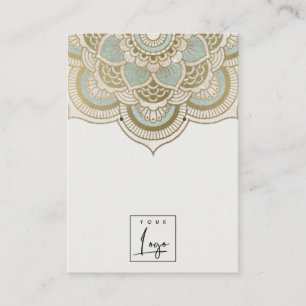 Elegant Ornate Gold Teal Mandala Earring Display Business Card