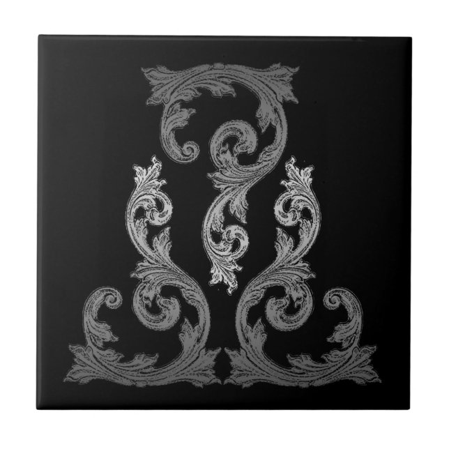elegant Ornate Goth Design Ceramic Tile (Front)