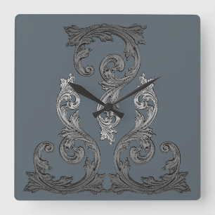 Elegant Ornate Goth Design Square Wall Clock