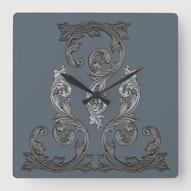 Elegant Ornate Goth Design Square Wall Clock (Front)