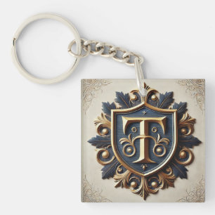 Elegant Ornate Heraldic Shield Key Ring