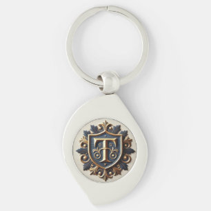 Elegant Ornate Heraldic Shield Key Ring