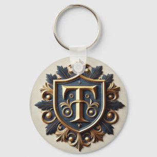 Elegant Ornate Heraldic Shield Key Ring