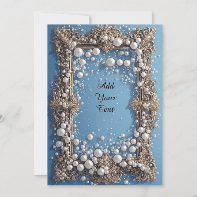 Elegant Ornate Pearl-Framed Frame Invitation (Front)
