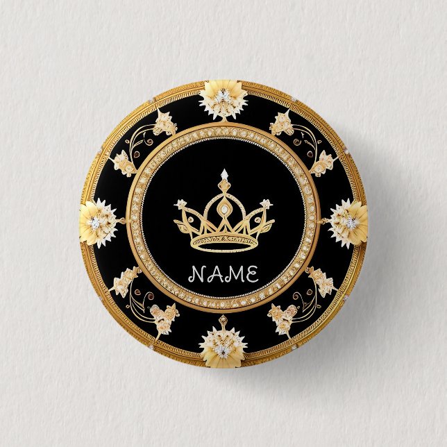 Elegant Ornate Royal Crown Symbol 3 Cm Round Badge (Front)