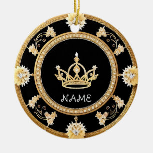Elegant Ornate Royal Crown Symbol Ceramic Ornament