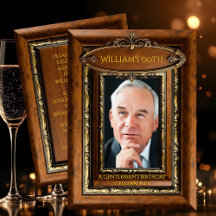 Elegant Ornate Rustic Gold Wood Photo Birthday men