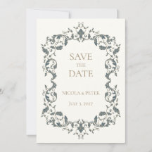 Elegant Ornate Scroll Design Save the Date Card