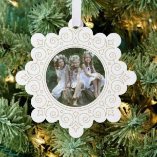 Elegant Ornate Snowflake Holiday Photo Tree Decoration Card