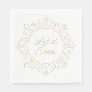 Elegant Ornate Snowflake Let it Snow Napkin