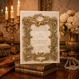 Elegant Ornate Victorian Era Style Cartouche Invitation