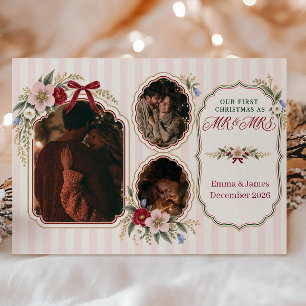 Elegant Our First Christmas as Mr & Mrs Photo Holiday Card