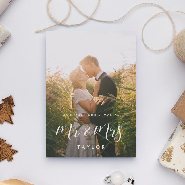 Elegant Our First Christmas as Mr & Mrs Photo Invitation (Creator Uploaded)