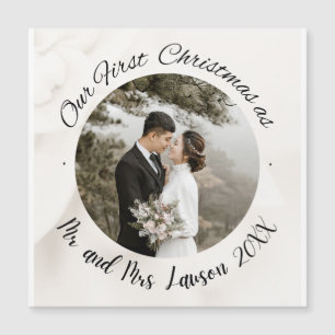 Elegant Our First Christmas wedding photo Magnet