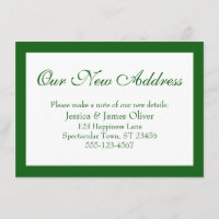 Elegant Our New Address Bordered Green on White