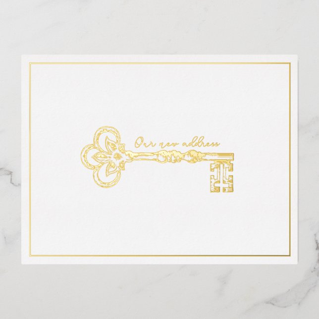 Elegant Our New Address Vintage Key Announcement (Front)