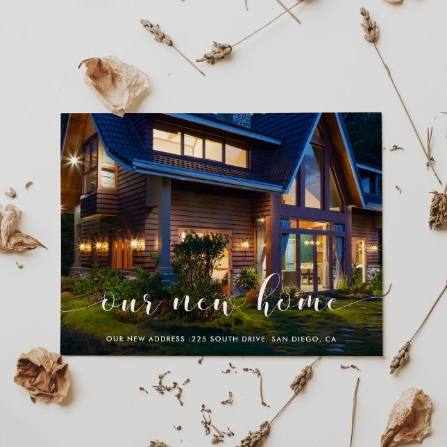Elegant Our New Home Photo Announcement Postcard (Creator Uploaded)