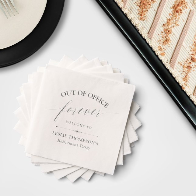 Elegant Out of Office Forever Retirement Party Foil Napkins (Creator Uploaded)