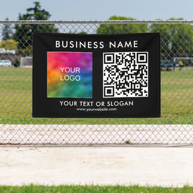 Elegant Outdoor Custom Business Logo QR Code Banner (Insitu)