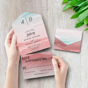 Elegant outdoor mountain All in One Wedding Invite