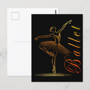 Elegant Outline of a Ballerina Performing Ballet Postcard