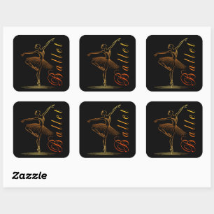 Elegant Outline of a Ballerina Performing Ballet Square Sticker