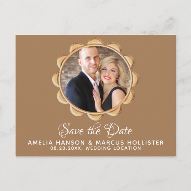 Elegant Oval Frame Save the Date Photo Announcement Postcard (Front)