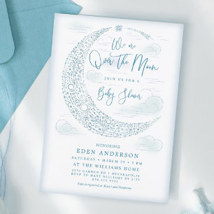 Elegant Over the Moon Baby Shower Invitation