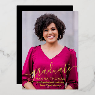 Elegant Overlay Foil Photo Graduation Announcement