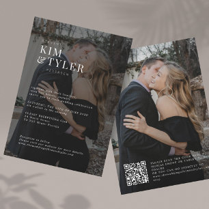 Elegant overlay modern 2 photos QR code wedding Invitation