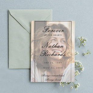 Elegant Overlay Photo Celebration of Life Funeral Invitation