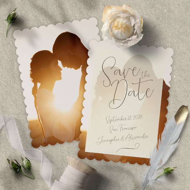 Elegant Overlay Photo Wedding Save the Date Card (Creator Uploaded)