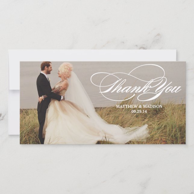 Elegant Overlay | Wedding Thank You Photo Card (Front)