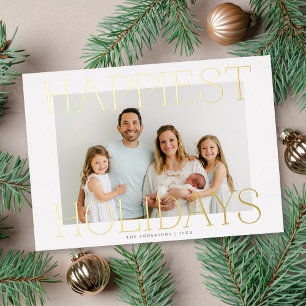 Elegant Oversized Type Photo Frame Gold Foil Holiday Card