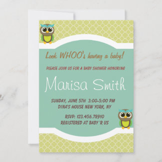 Elegant Owl Baby Shower Invitation