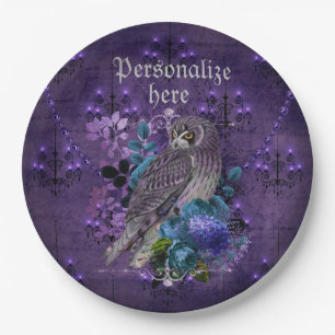 Elegant owl floral vintage chandeliers gothic  paper plate